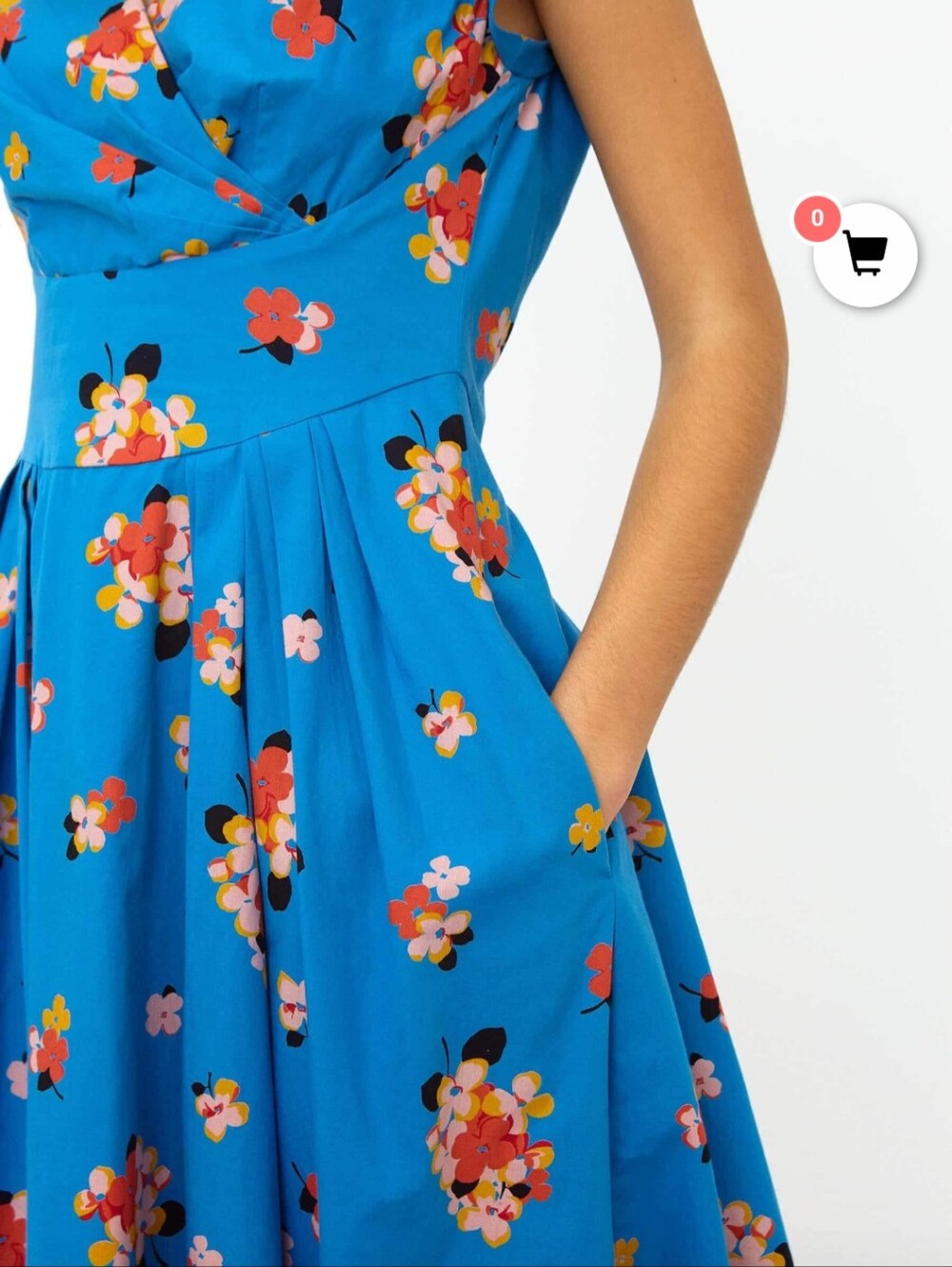 Emily And Fin Florence Blue Floral Fit-and-Flare Dress Size 16UK - Picture 4 of 6